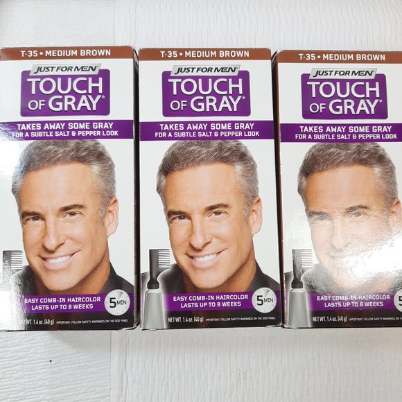 Just For Men Touch of Gray set 3 boxes Hair Color Medium Brown T-35